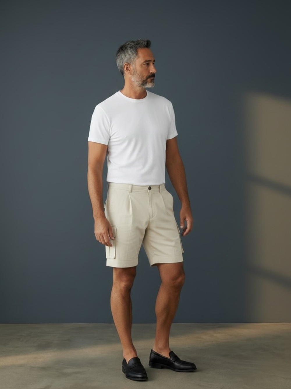 NWT 29, 30, 32 Mr Turk Westlake Men's Casual Cargo Shorts in Cream - Picture 3 of 8